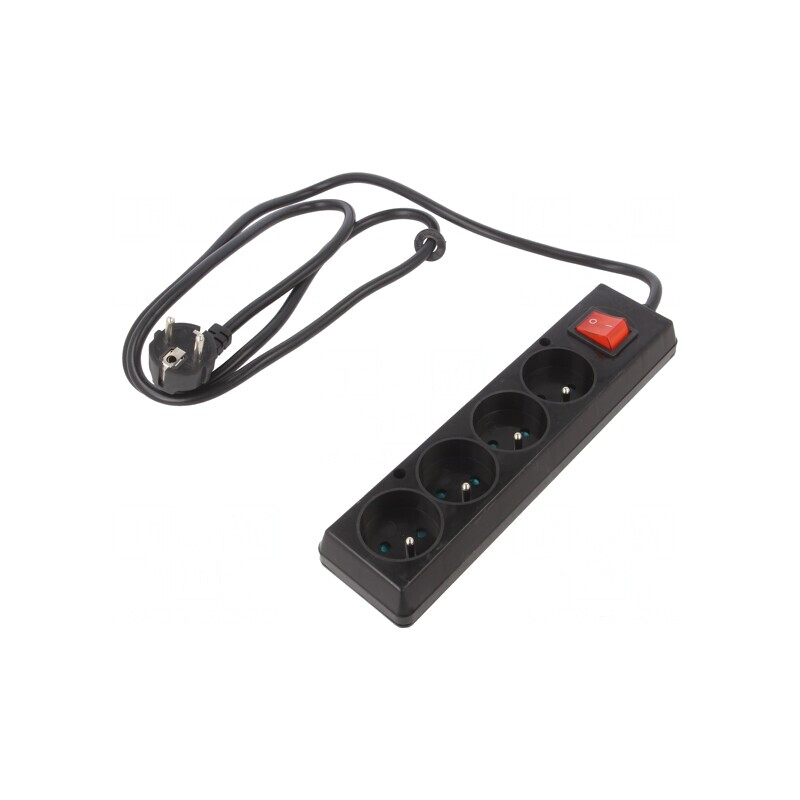 Prelungitor PVC Negru 4 Prize 1,5m 16A | Electronic-mag.ro | Componente Electronice