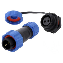 Conector Circular Tată-Mamă 2 PIN 5A IP67 500V Lipire