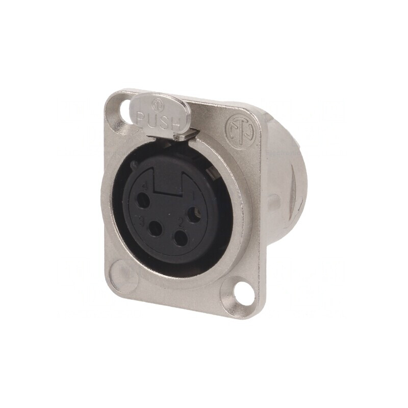 Soclu XLR Mamă 4 Pin pentru Montare pe Panou | Electronic-mag.ro | Componente Electronice