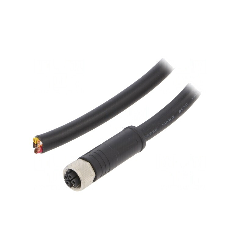Mufă M12 PIN 5 mamă cu manșon și cablu 1m | Electronic-mag.ro | Componente Electronice