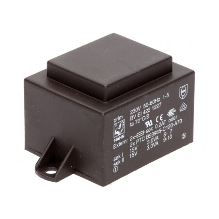 Transformator Încapsulat 6VA 230VAC 15V 200mA PCB | Electronic-mag.ro | Componente Electronice