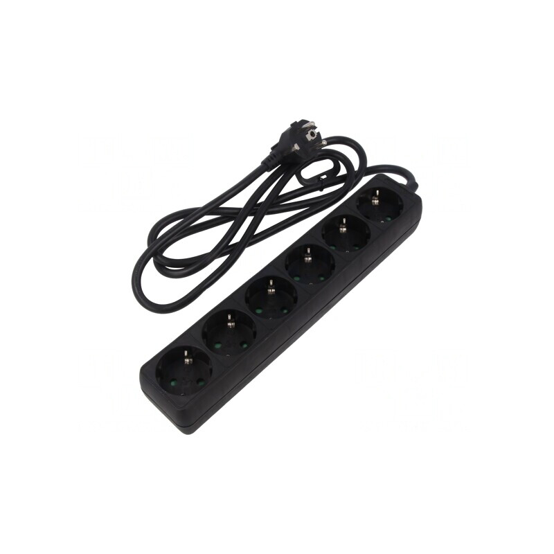 Prelungitor 6 prize 250V 16A negru | Electronic-mag.ro | Componente Electronice