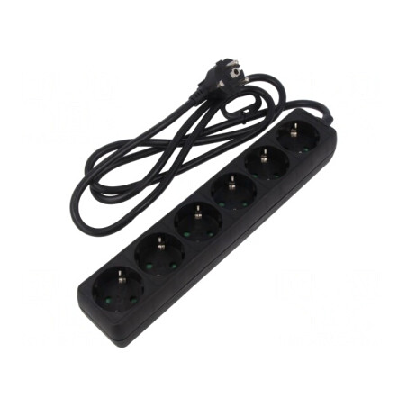 Prelungitor 6 prize 250V 16A negru | Electronic-mag.ro | Componente Electronice