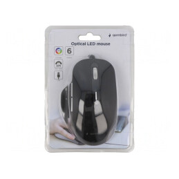 Mouse optic negru USB cu 6 butoane și cablu 1,35m | Electronic-mag.ro | Componente Electronice