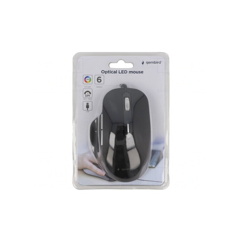 Mouse optic negru USB cu 6 butoane și cablu 1,35m | Electronic-mag.ro | Componente Electronice