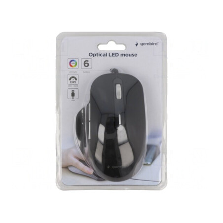Mouse optic negru USB cu 6 butoane și cablu 1,35m | Electronic-mag.ro | Componente Electronice