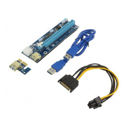 Riser USB 3.0 Albastru pentru Miner de Criptomonede 550mm | Electronic-mag.ro | Componente Electronice