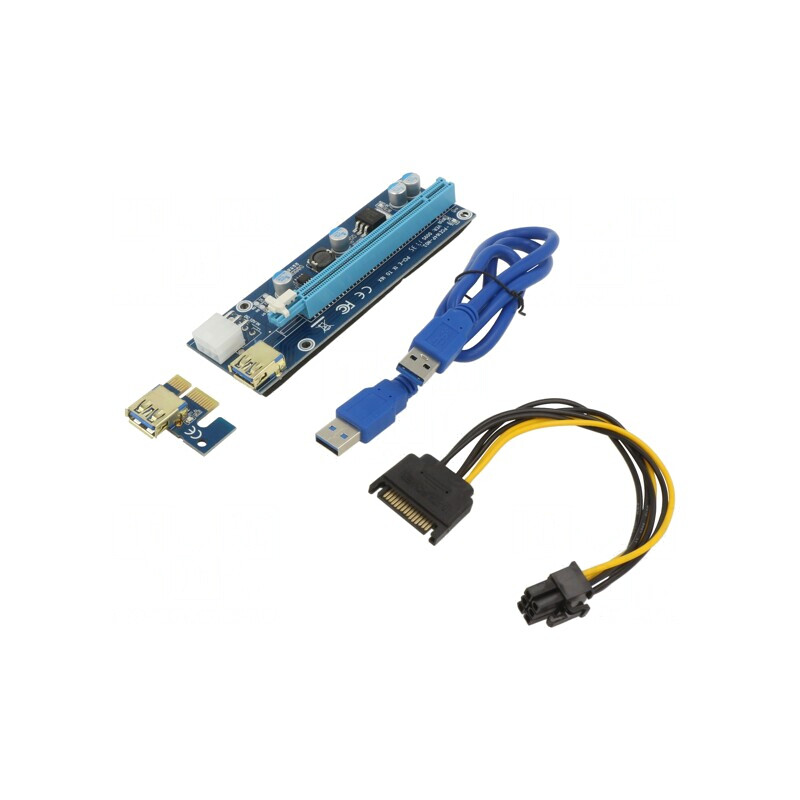 Riser USB 3.0 Albastru pentru Miner de Criptomonede 550mm | Electronic-mag.ro | Componente Electronice