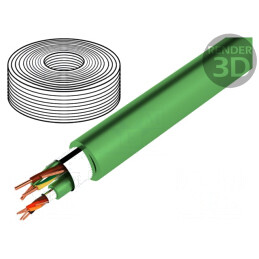 Cablu; 2x2x0,8mm2,3x1,5mm2; sârmă; Cu; PVC; verde; 12,7mm; CPR: Eca