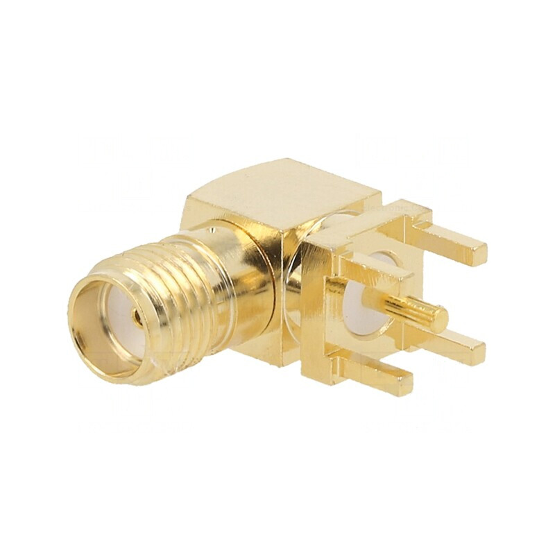 Soclu SMA 90° PTFE Aurit pentru PCB | Electronic-mag.ro | Componente Electronice