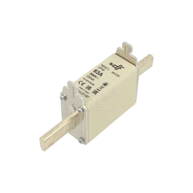 Siguranță ceramică gG 63A 500VAC 250VDC NHC1 | Electronic-mag.ro | Componente Electronice