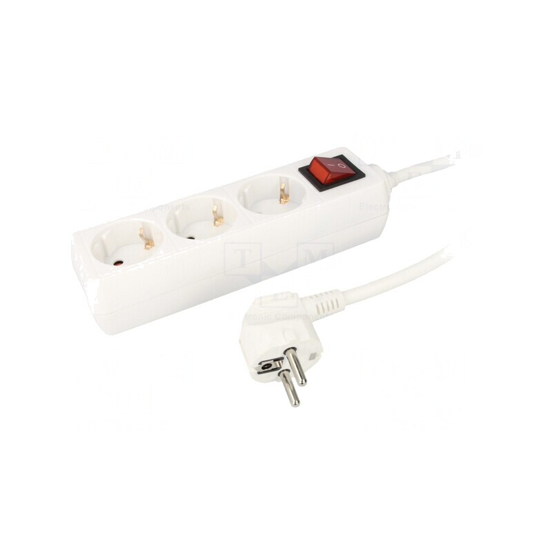 Prelungitor cu 3 Prize 230V 16A Alb | Electronic-mag.ro | Componente Electronice