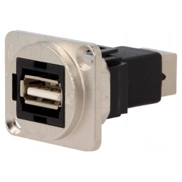 Adaptor USB A/B Soclu Metalic 19x24mm USB 2.0 | Electronic-mag.ro | Componente Electronice