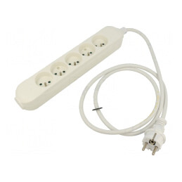 Prelungitor alimentare 5 prize PVC alb 1,5m 16A | Electronic-mag.ro | Componente Electronice