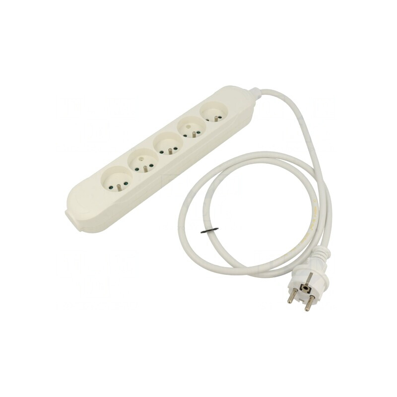 Prelungitor alimentare 5 prize PVC alb 1,5m 16A | Electronic-mag.ro | Componente Electronice
