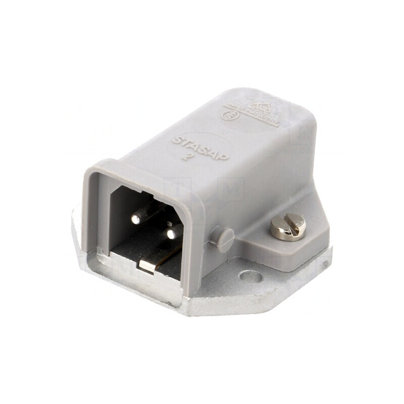 Conector dreptunghiular ST soclu tată 2 pini IP54 | Electronic-mag.ro | Componente Electronice