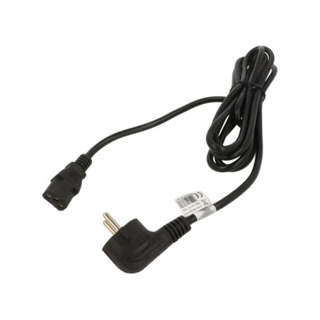 Cablu Alimentare 3x1mm2 cu Ștecăr Unghiular și Conector IEC C13 | Electronic-mag.ro | Componente Electronice