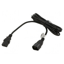 Cablu de Alimentare IEC C13 la IEC C14 3m Negru 10A 250V | Electronic-mag.ro | Componente Electronice