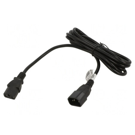 Cablu de Alimentare IEC C13 la IEC C14 3m Negru 10A 250V | Electronic-mag.ro | Componente Electronice