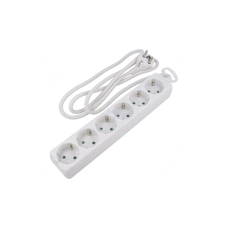 Prelungitor 6 prize alb 250V 16A | Electronic-mag.ro | Componente Electronice