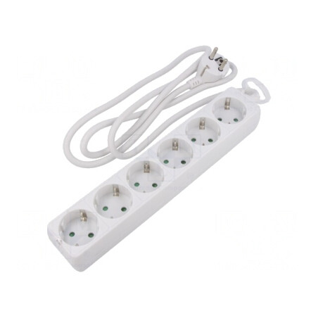 Prelungitor 6 prize alb 250V 16A | Electronic-mag.ro | Componente Electronice