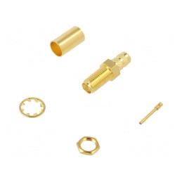 Soclu SMA Mamă Drept 50Ω PTFE Aurit Alamă | Electronic-mag.ro | Componente Electronice