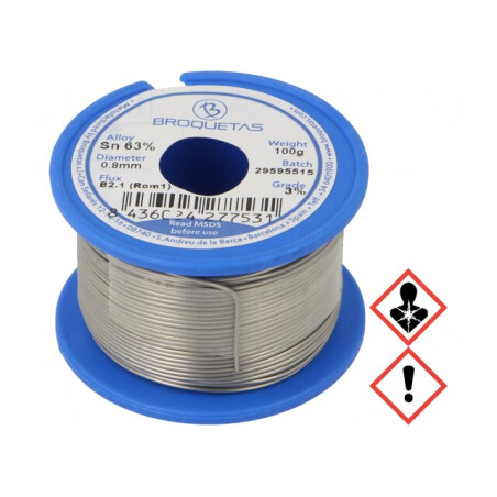 Sârmă de lipit Sn63Pb37 0,8mm 100g cu plumb | Electronic-mag.ro | Componente Electronice