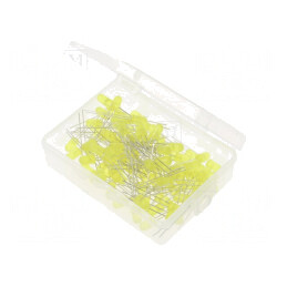 Set: LED; THT; 5mm; 100buc; galbenă; 1,8÷2,4V; cutie din plastic