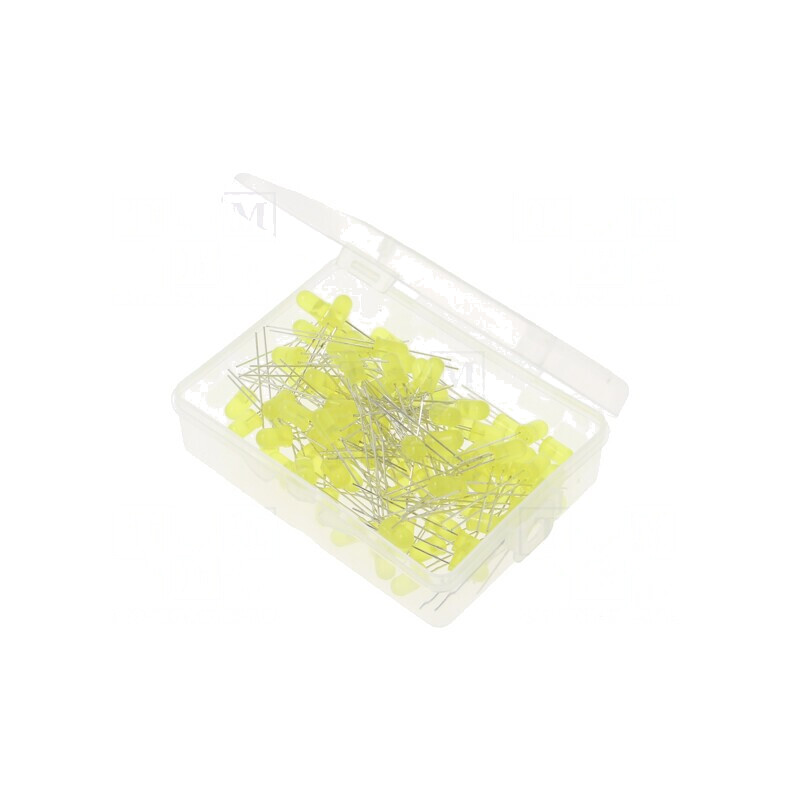 Set 100 LED-uri Galbene 5mm 1.8-2.4V în Cutie Plastic | Electronic-mag.ro | Componente Electronice