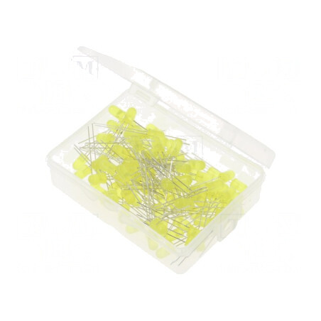 Set 100 LED-uri Galbene 5mm 1.8-2.4V în Cutie Plastic | Electronic-mag.ro | Componente Electronice