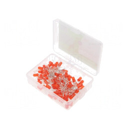 Set: LED; THT; 5mm; 100buc; roşie; 1,8÷2,4V; cutie din plastic; 20mA