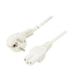 Cablu Alimentare Alb 2m Ștecăr Unghi CEE 7/7 la IEC C15 | Electronic-mag.ro | Componente Electronice