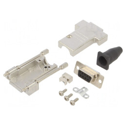 Conector D-Sub 9 PIN Mufă Mamă pentru Lipire pe Cablu - Negru Set Complet | Electronic-mag.ro | Componente Electronice