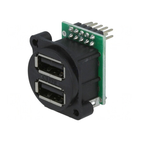 Soclu USB A pentru Montare pe Panou cu Șuruburi și Șir Pini Dubli | Electronic-mag.ro | Componente Electronice