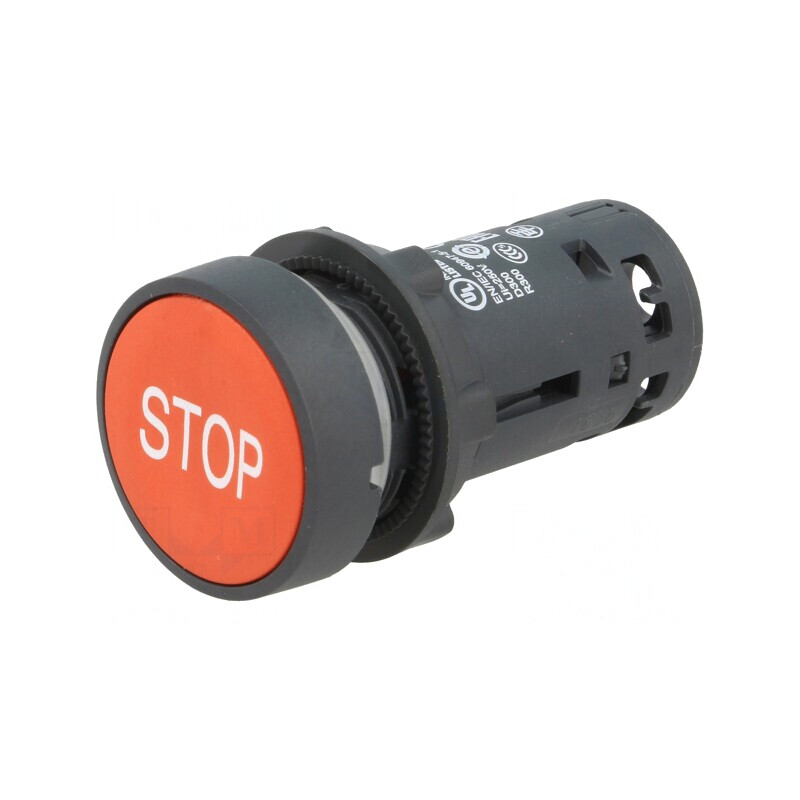 Comutator apăsare 22mm 1 NC roșu | Electronic-mag.ro | Componente Electronice