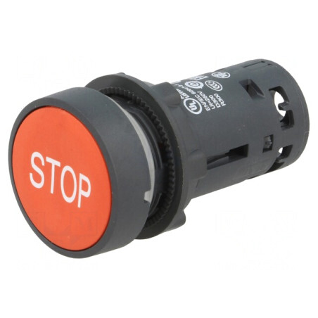 Comutator apăsare 22mm 1 NC roșu | Electronic-mag.ro | Componente Electronice