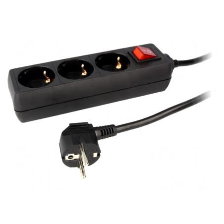 Prelungitor 3 prize 230V 16A negru | Electronic-mag.ro | Componente Electronice