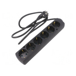 Prelungitor 6 Prize Schuko PVC Negru 3x1,5mm2 | Electronic-mag.ro | Componente Electronice