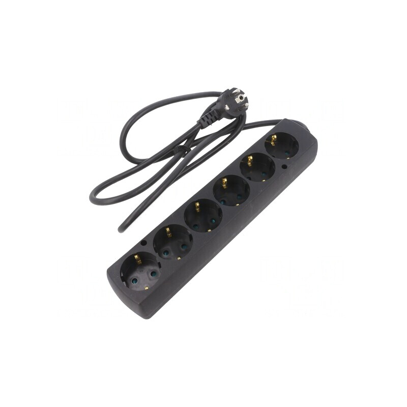 Prelungitor 6 Prize Schuko PVC Negru 3x1,5mm2 | Electronic-mag.ro | Componente Electronice