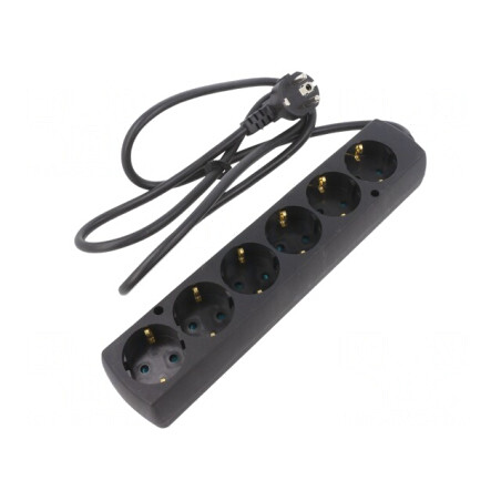 Prelungitor 6 Prize Schuko PVC Negru 3x1,5mm2 | Electronic-mag.ro | Componente Electronice