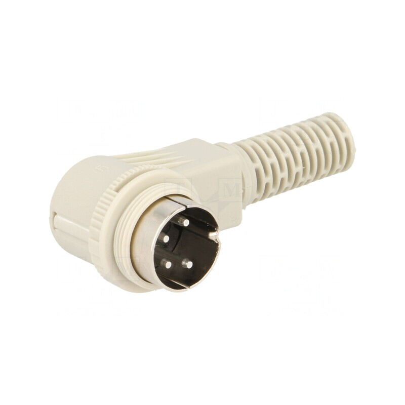 Mufă DIN tată 4 pini unghi 90° pe cablu | Electronic-mag.ro | Componente Electronice