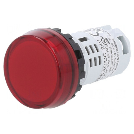 Lumină de Control Roșie IP65 22mm 24V | Electronic-mag.ro | Componente Electronice