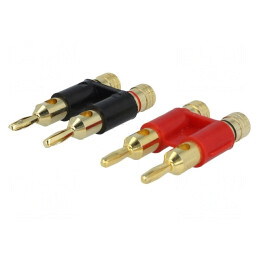 Conector Banană 4mm Aurit Dubli pe Cablu