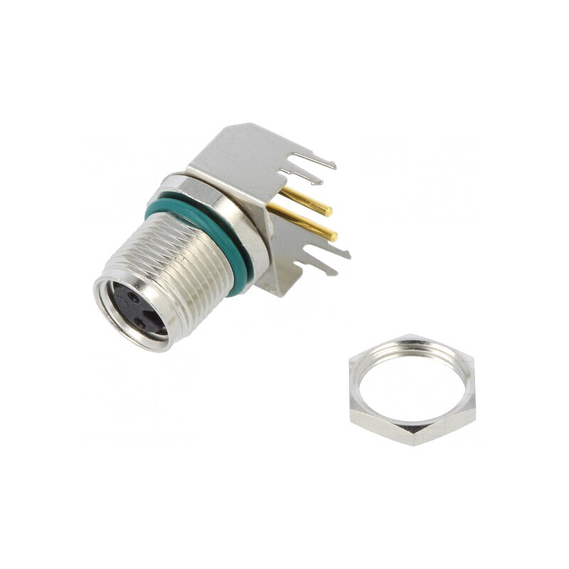 Conector M8 Mamă 2 PIN 90° PCB 4A IP68 | Electronic-mag.ro | Componente Electronice