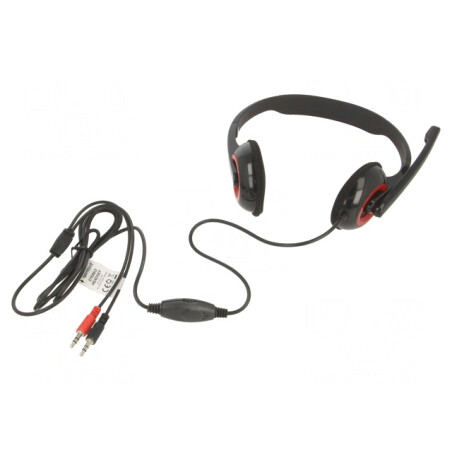 Căști cu Microfon Negru-Roșu Jack 3,5mm 1,8m 20Hz-20kHz | Electronic-mag.ro | Componente Electronice