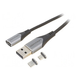 Cablu magnetic USB 2.0 1m negru 480Mbps | Electronic-mag.ro | Componente Electronice