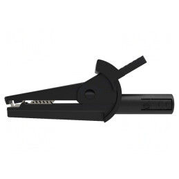 Bornă crocodil 10A neagră nichelată 8mm 600V | Electronic-mag.ro | Componente Electronice