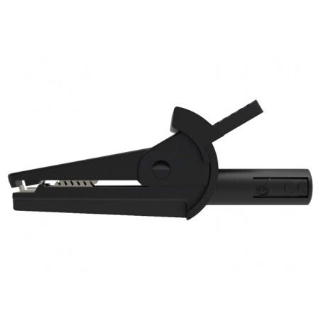 Bornă crocodil 10A neagră nichelată 8mm 600V | Electronic-mag.ro | Componente Electronice