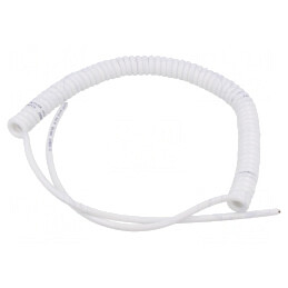 Cablu spiralat alb 0,3m-1,2m 4x0,15mm2 300V PUR