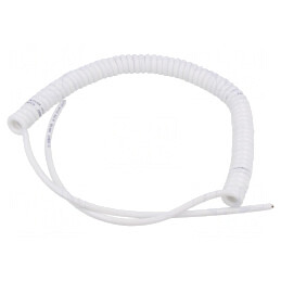 Cablu spiralat alb 0,3m-1,2m 4x0,15mm2 300V PUR | Electronic-mag.ro | Componente Electronice